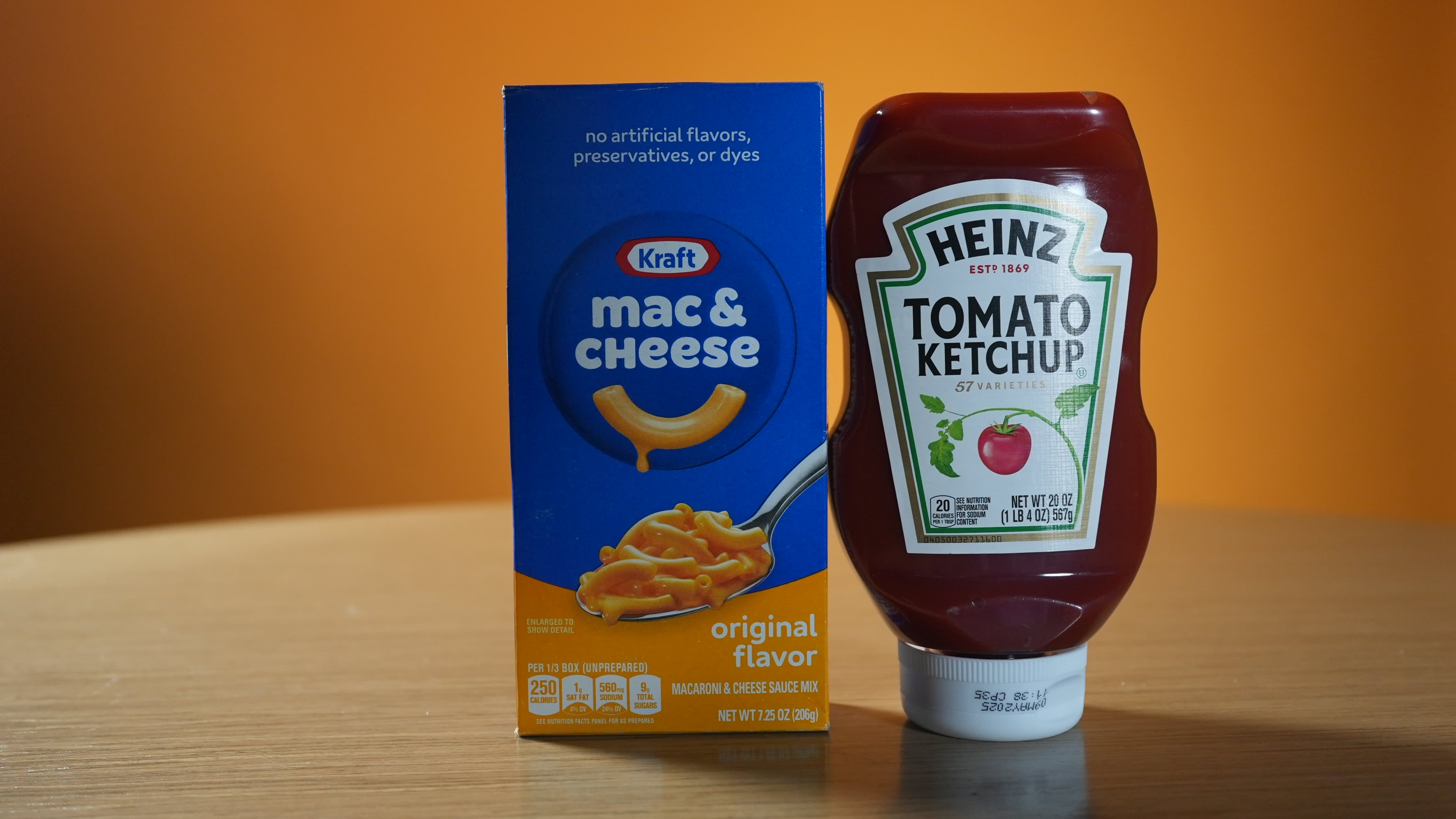 Heinz Kraft ketchup arranged in Hastings-on-Hudson, New York, US, on Tuesday, July 25, 2023.