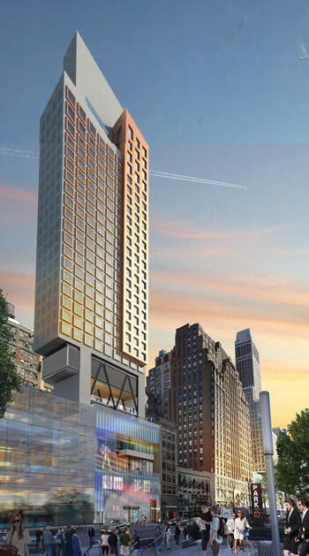 Rendering of Chetrit Group’s under-construction hotel at 255 West 34th Street