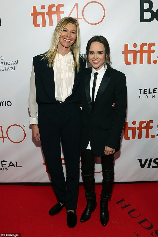 Elliot Page and Samantha Thomas at the Toronto Film Festival, marking their public debut as a couple from 2015 to 2017