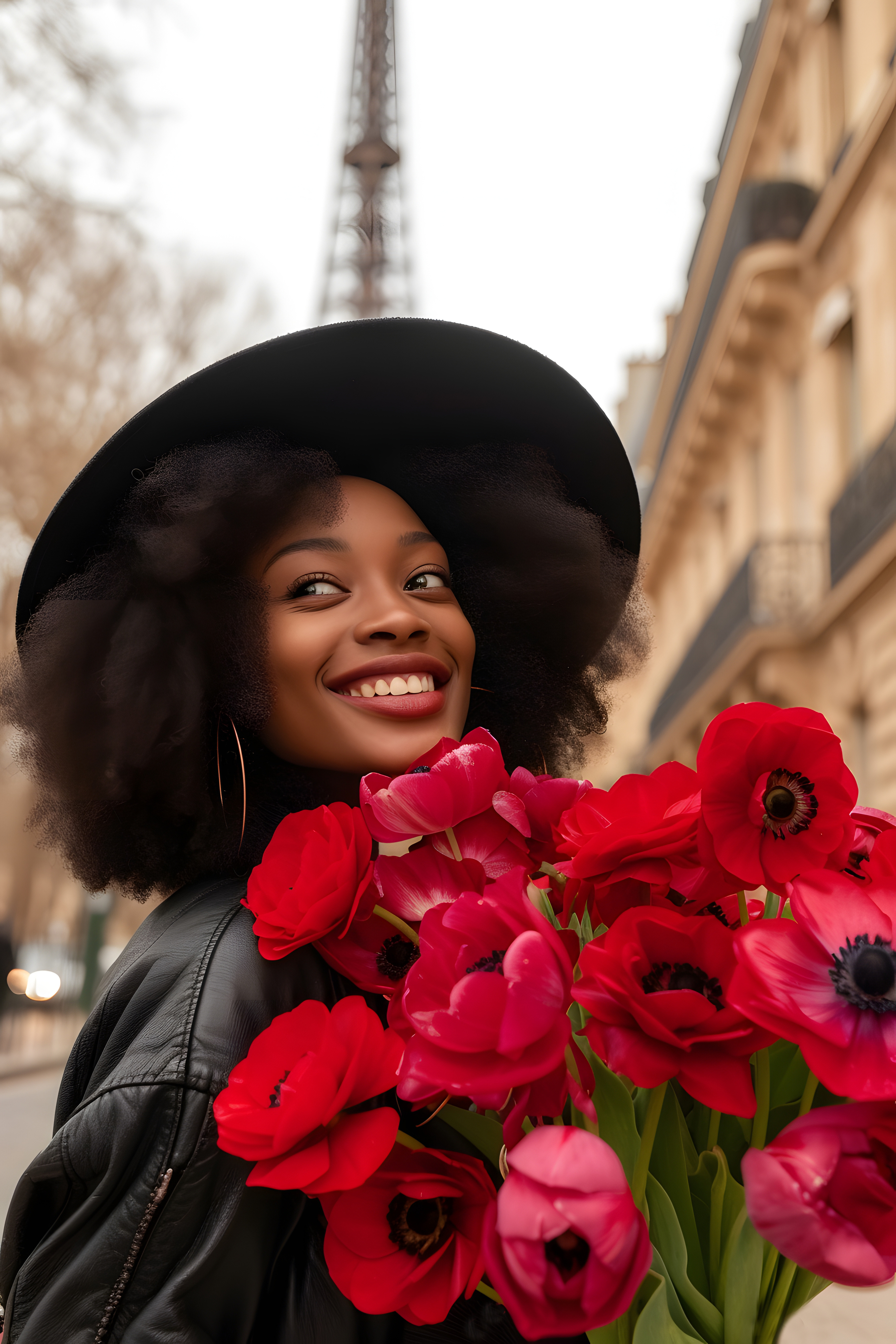 Woman enjoying coffee at a Parisian cafe