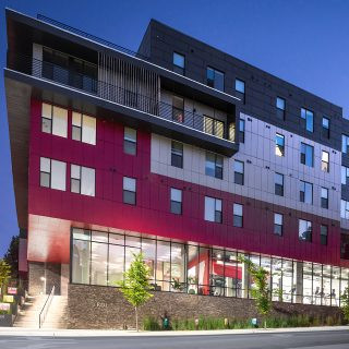 The Cardinal at West Center student apartments at University of Arkansas, providing modern off-campus style living