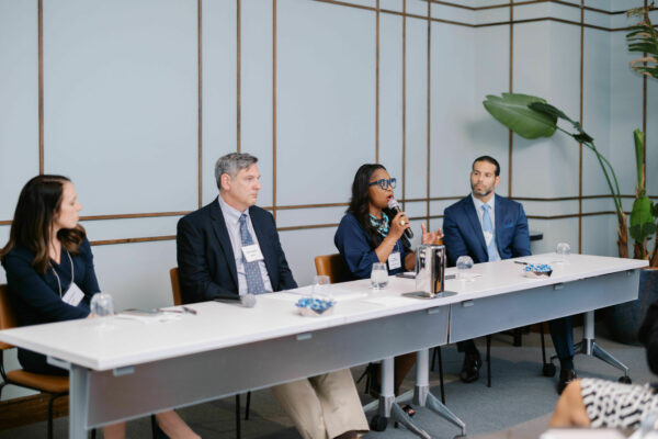 Expert panelist speaking at a discussion about challenges and opportunities for diverse managers in the asset management industry.