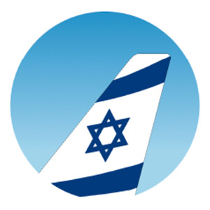 EL AL Israel Airlines logo representing Alaska Airlines partners, highlighting nonstop flights to Tel Aviv from US gateways for Mileage Plan members.