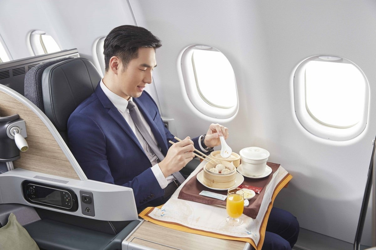 EVA Air Business Class cuisine and cabin