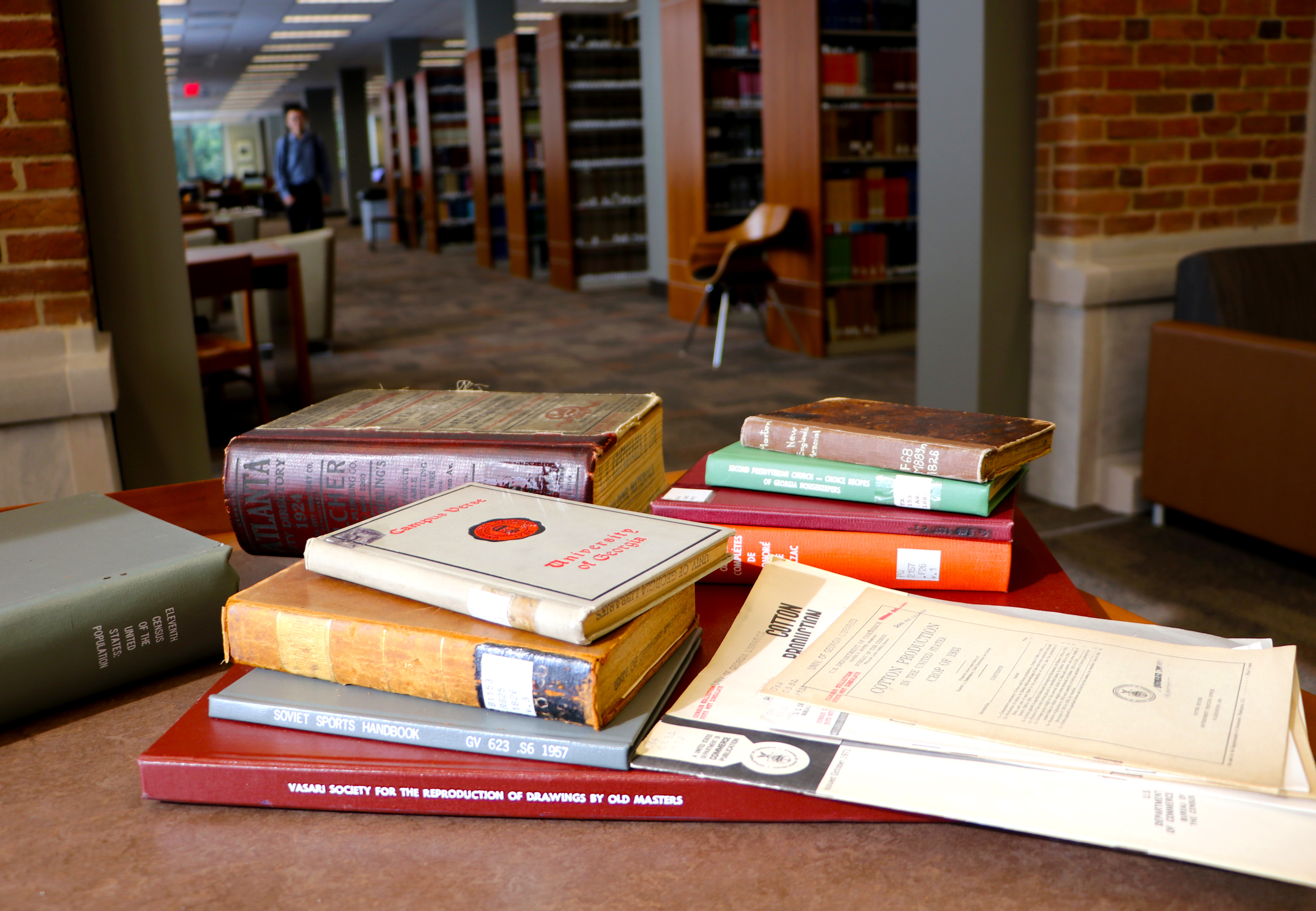 Stacks of books in the UGA Library