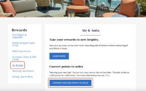 Access The Air &amp; Auto Section Of The World Of Hyatt Redemptions