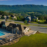 Aerial view of Massanutten Resort showcasing its expansive grounds and amenities, highlighting the vacation ownership experience with RCI partners.