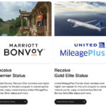 enrollment page for status match benefits with the United and Marriott RewardsPlus program