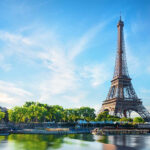 Eiffel Tower and Parisian cityscape at dusk