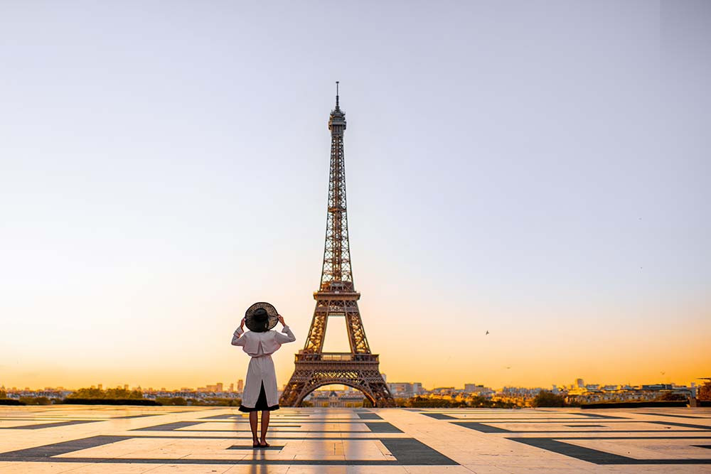 Paris cityscape at sunset