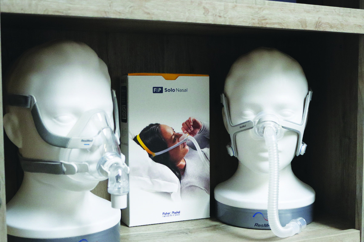 PAP masks on display at the Hamilton office