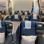 Philippine Airlines A350 Business Class cabin interior. Comfortable seating on Philippine Airlines aircraft.