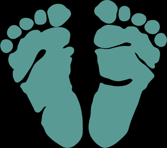 alt text: Two teal-colored baby feet