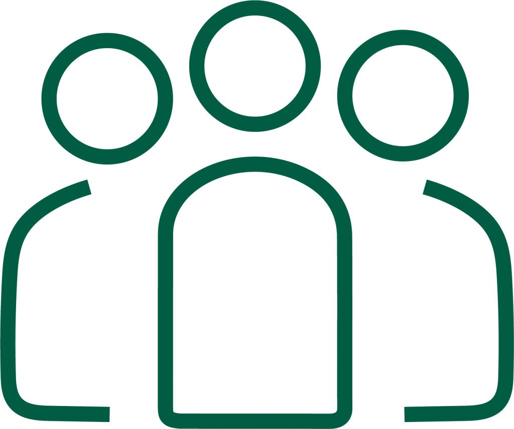 alt text: ClearView Health Partners Core Value: Team First - graphic of three people holding hands in a circle