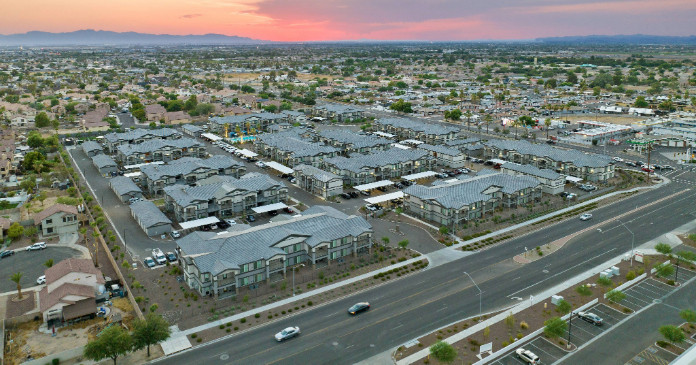 Aerial view of Ascend on Glendale multifamily property showcasing modern architecture and landscaping