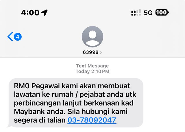 SMS message allegedly from Kudrat Partners & Co. showing aggressive language and demands for payment