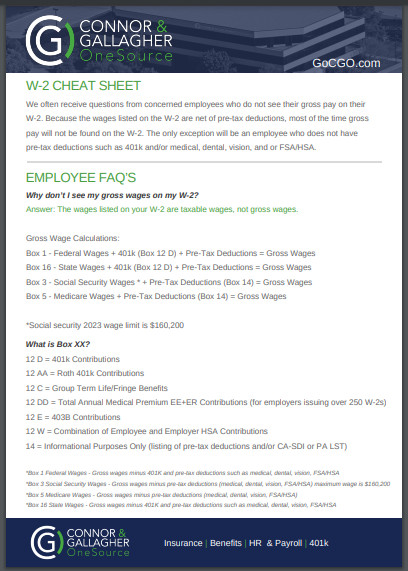W-2 Cheat Sheet for 2023 Tax Year