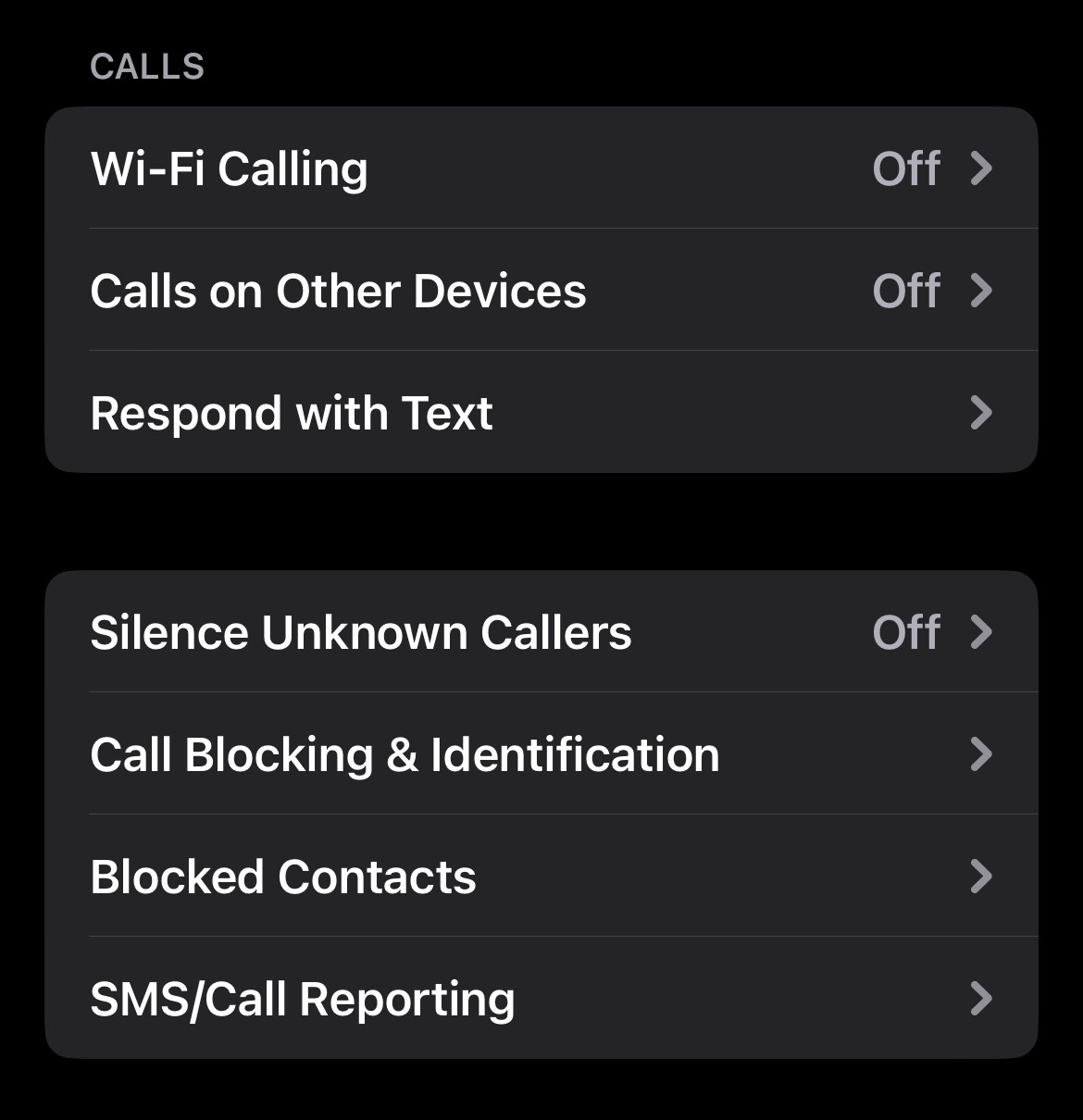 iPhone call blocking and identification settings