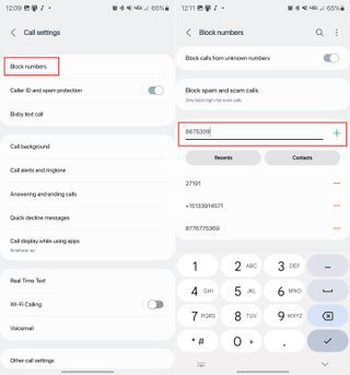 Manually enter blocked numbers - 2