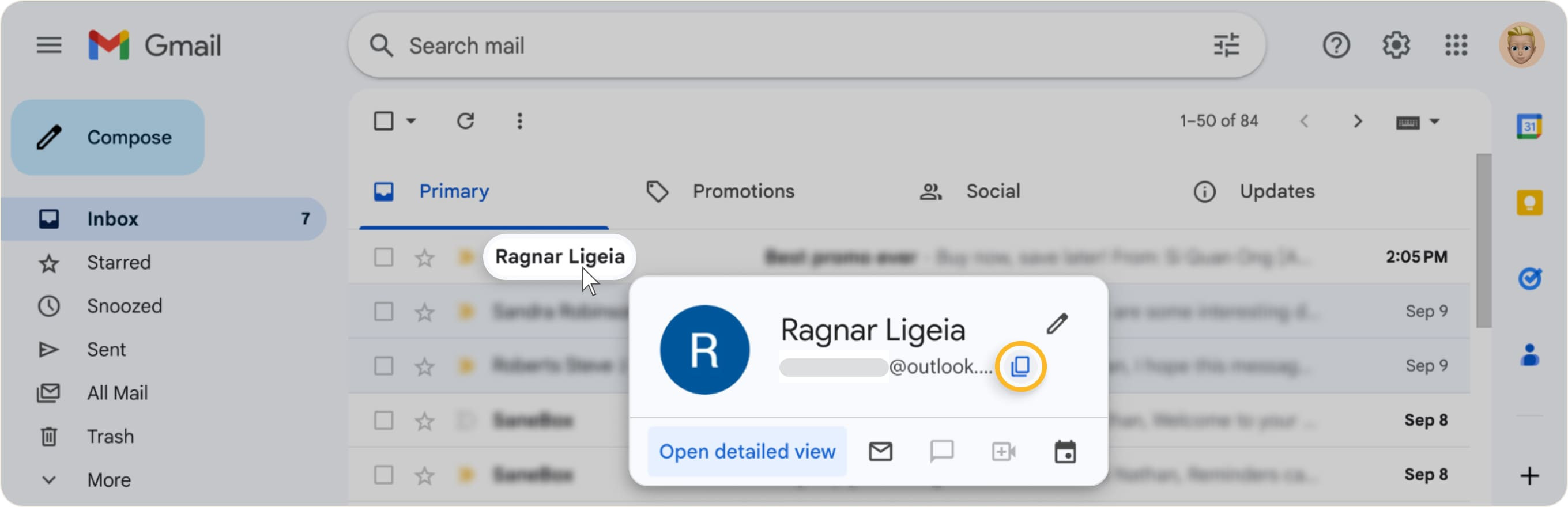 How to block a sender without opening an email on desktop