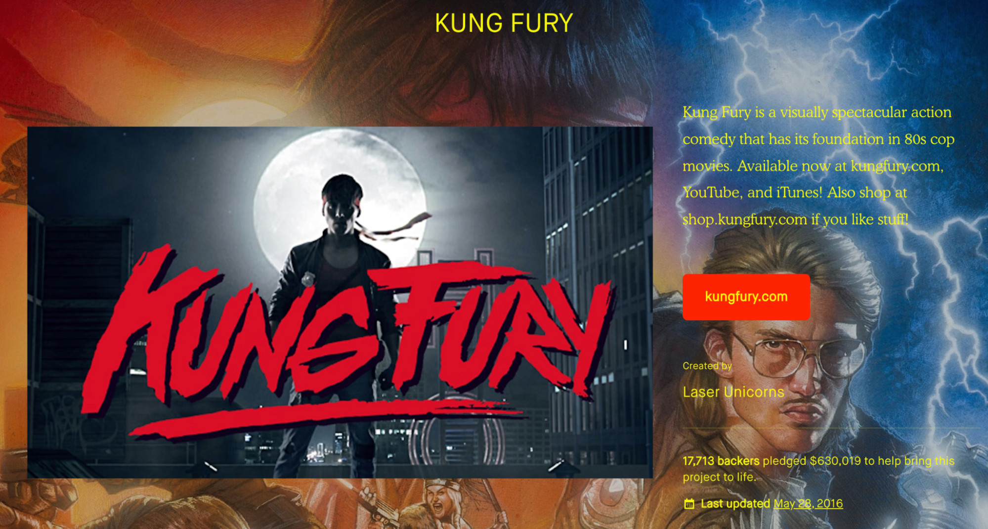 Kung Fury movie Kickstarter campaign with a preview of the movie