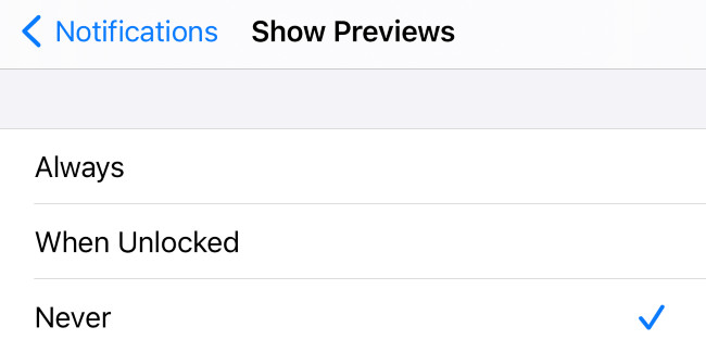 Disabling the lock screen message preview