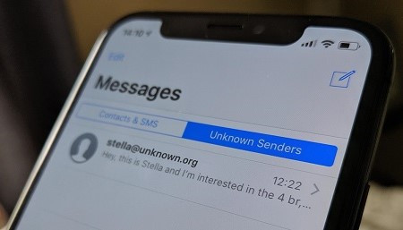 Filtering messages from unknown senders