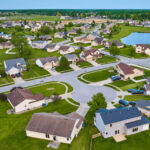 Condo community with well-maintained landscaping and common areas, illustrating where condo fees are spent.