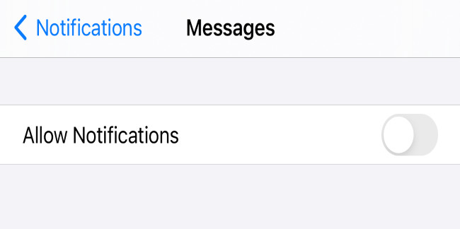 Turning off iPhone notifications