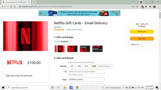 Buy Netflix gift cards
