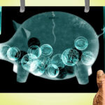 Illustration of an x-ray of a piggy bank for story about Medi-Cal Considering Income, Not Assets, for Enrollment