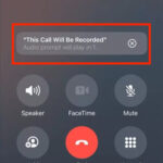 The iPhone call screen showing a recording icon.