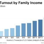 Voter turnout rates compared to income brackets during the 2016 presidential election