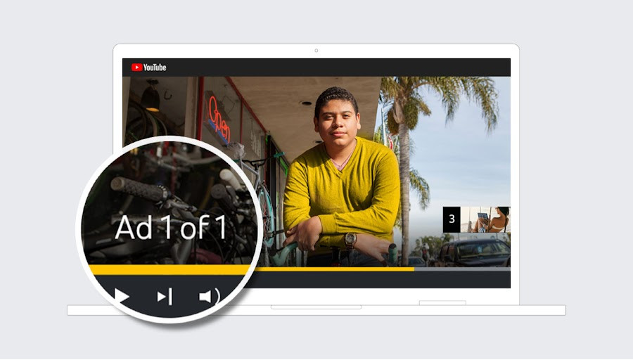 Example of an in-video YouTube ad for a bicycle brand showcasing a visually engaging advertisement