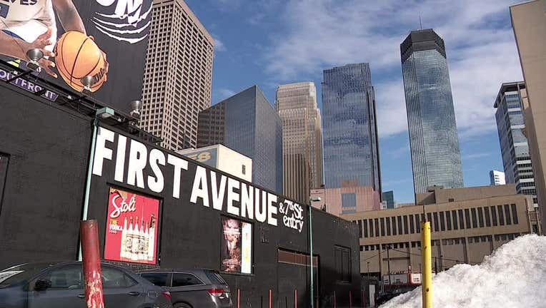 Minneapolis skyline with First Avenue