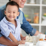 Family discussing financial matters around a table