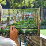 A man paints