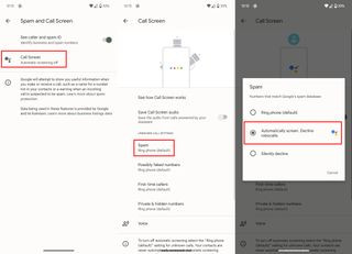 Call Screen settings on Pixel phones
