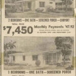 Newspaper ad from 1955 showcasing affordable housing prices, highlighting a key aspect of the American economy in that era