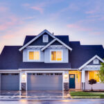 Residential house with green lawn